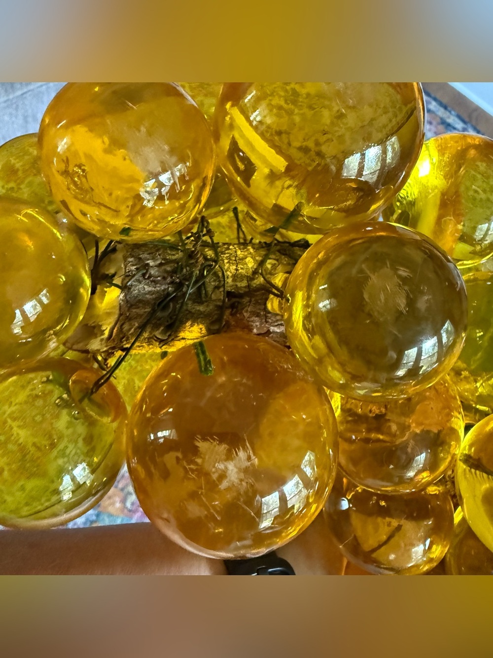 Vintage Amber Grapes Lucite or Resin on Wood 16” Long 8” Tall Mid-Century Modern - Picture 9 of 9